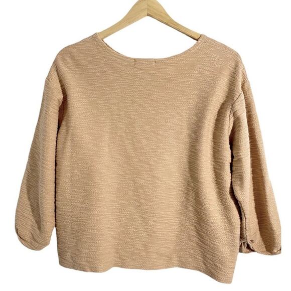 BAS Tan Beige Textured 3/4” Sleeve Top, Size Large* (Please see description) - Picture 2 of 8